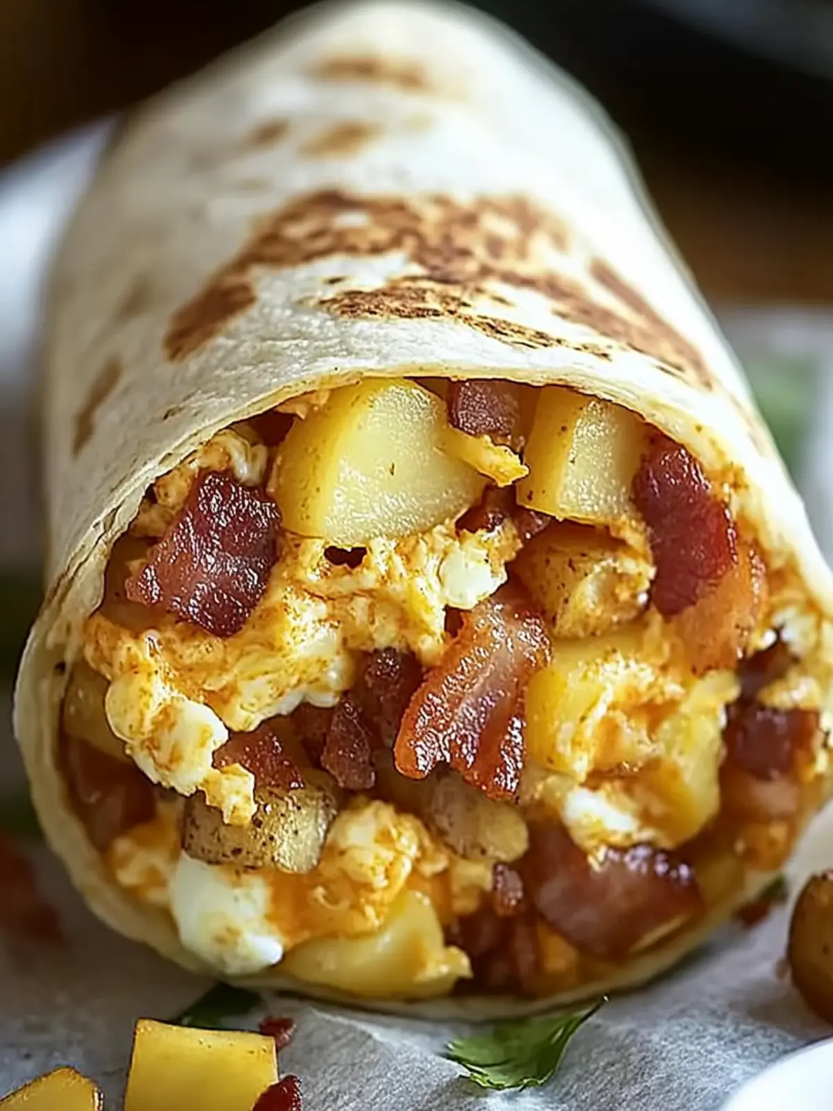 Crispy Bacon Egg and Cheese Burrito with Potatoes Delight 2 Crispy Bacon Egg and Cheese Burrito with Potatoes