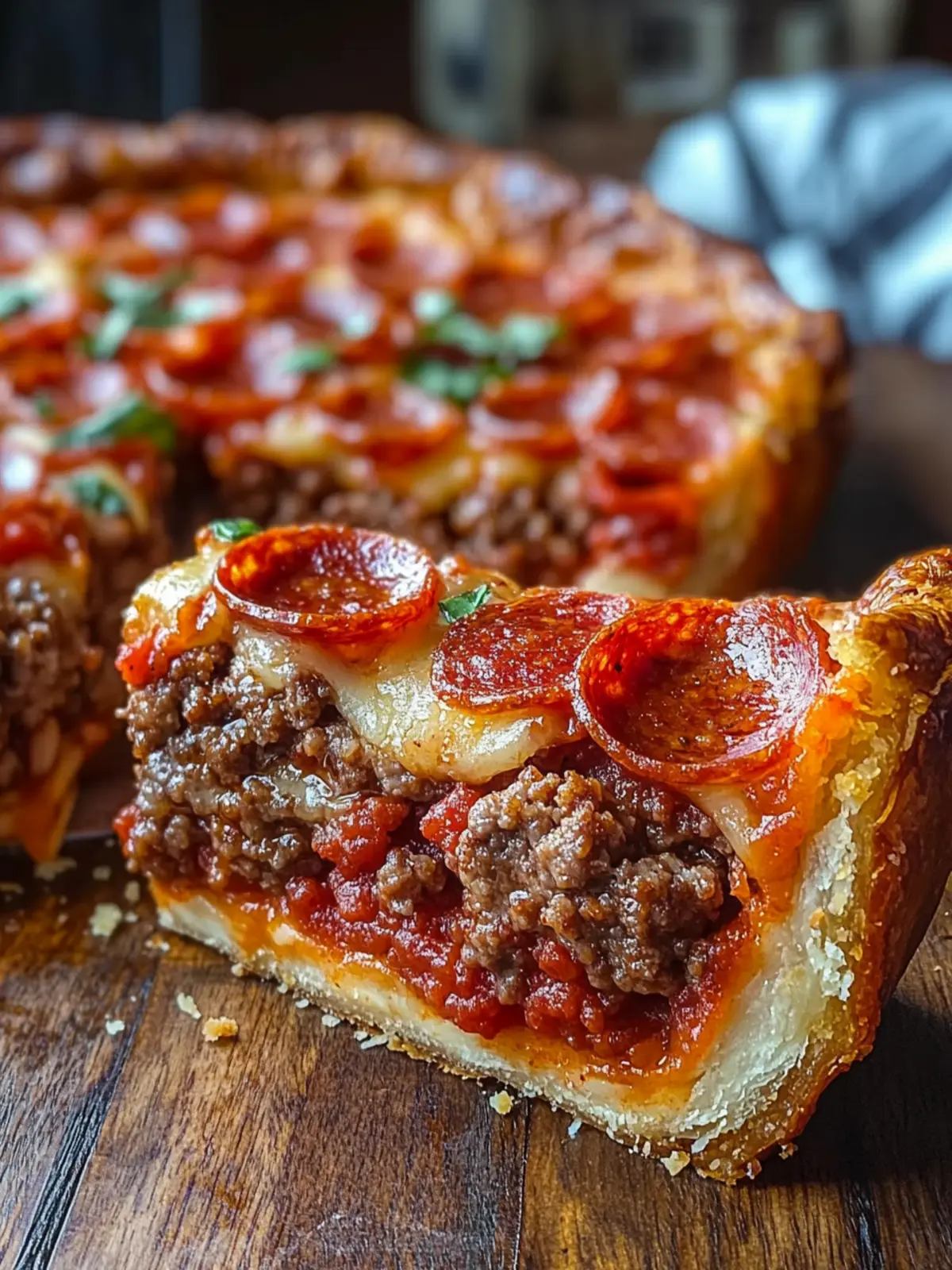 Ultimate Deep-Dish Hamburger, Sausage & Pepperoni Pie Delight 5 Deep-Dish Hamburger, Sausage & Pepperoni Pie
