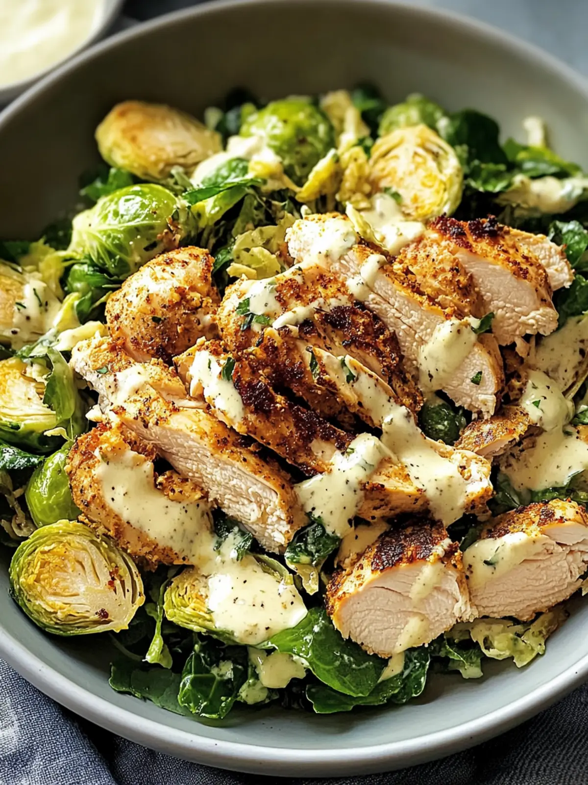 Cajun Chicken Caesar Salad with Brussels Sprouts Boost 5 Cajun Chicken Caesar Salad with Shaved Brussels Sprouts