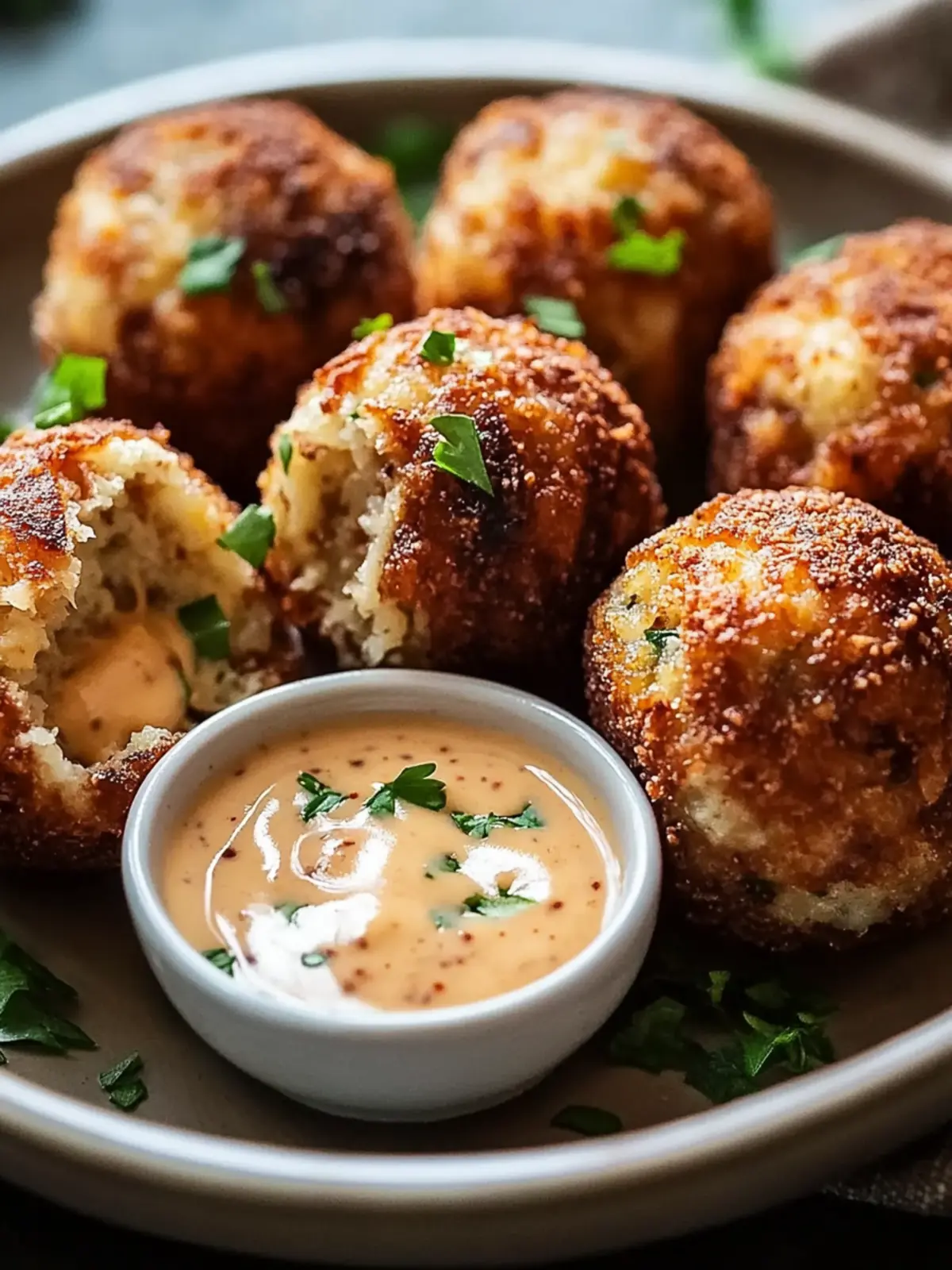Crispy Reuben Balls with Spicy Thousand Island Bliss 3 Reuben Balls with Spicy Thousand Island Dipping Sauce