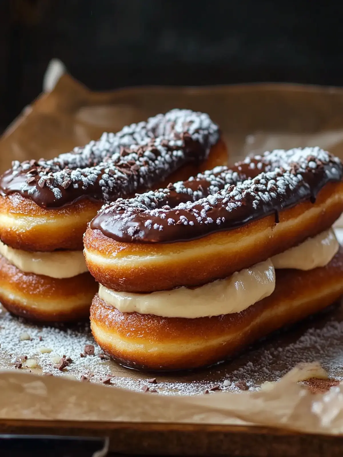 Long Donuts with Chocolate Cream: Easy Recipe for Home Bakers 4 Long Donuts with Chocolate Cream
