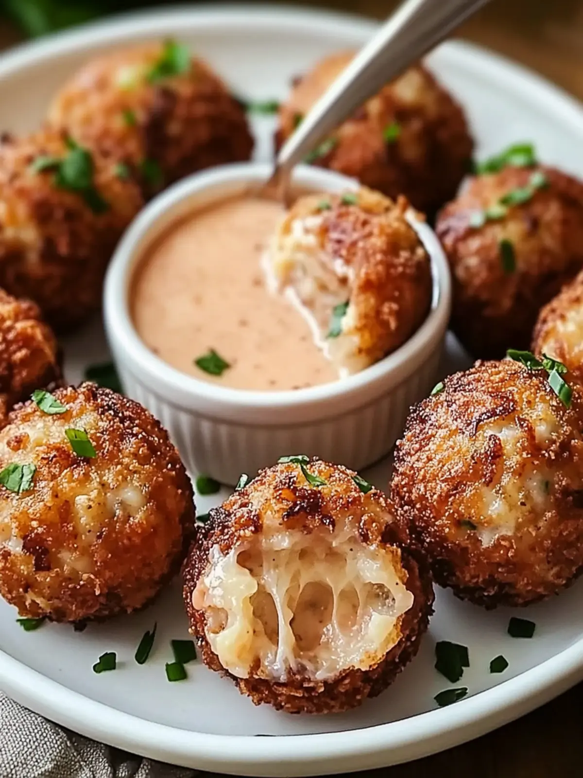 Crispy Reuben Balls with Spicy Thousand Island Bliss 2 Reuben Balls with Spicy Thousand Island Dipping Sauce