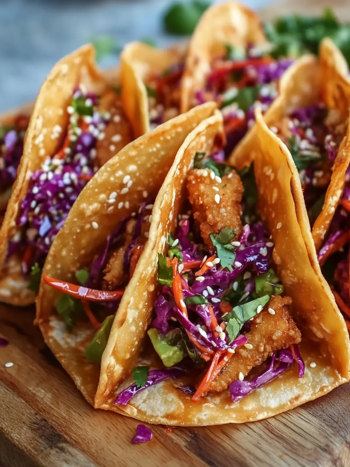 Crispy Chicken Wonton Tacos with Asian Slaw You’ll Love 5 Crispy Chicken Wonton Tacos with Asian Slaw