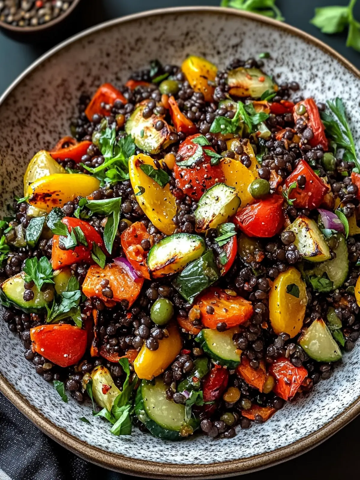 Colorful Black Lentil Salad with Roasted Vegetables Delight 5 Black Lentil Salad Roasted Vegetables
