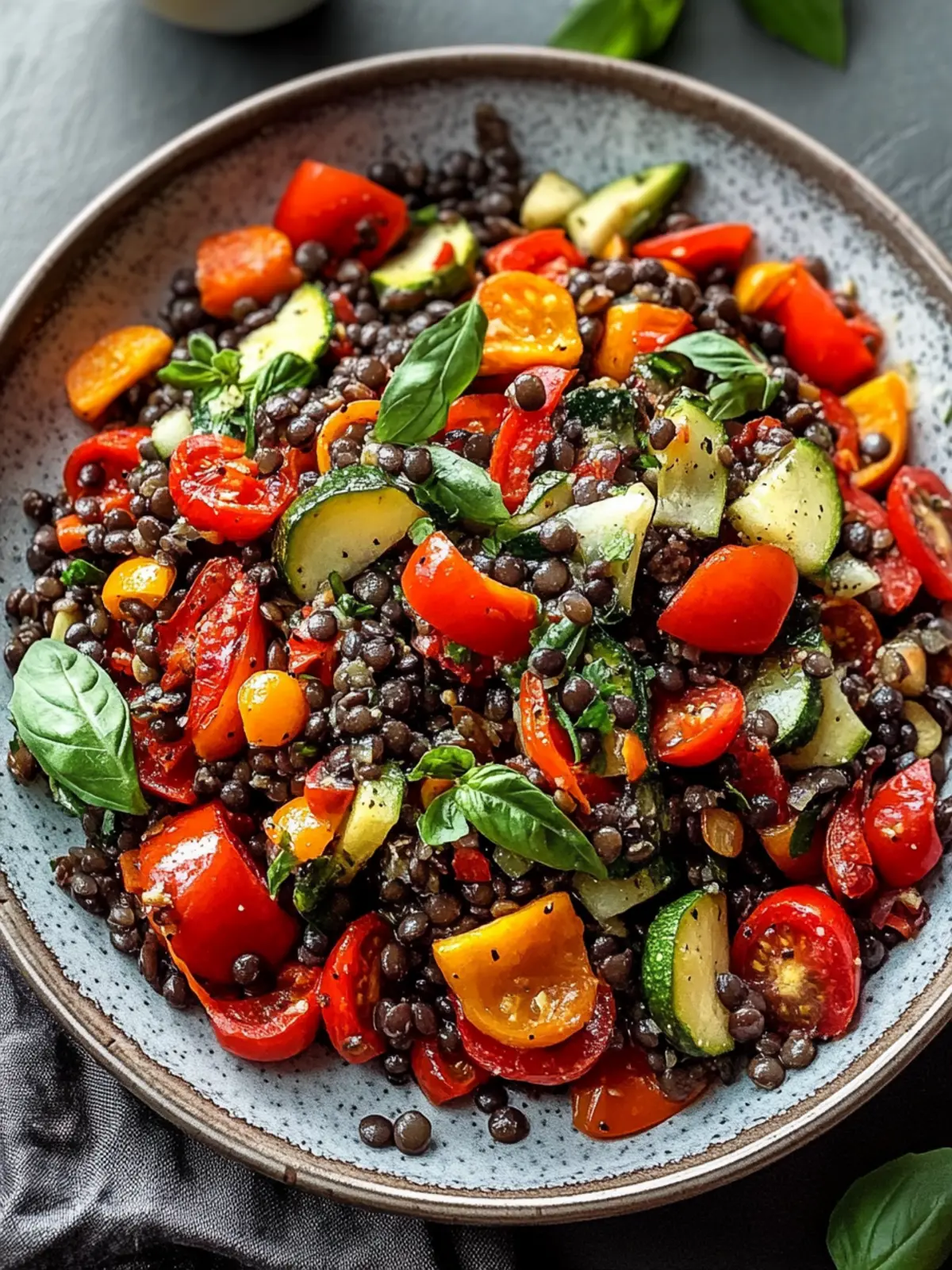 Colorful Black Lentil Salad with Roasted Vegetables Delight 2 Black Lentil Salad Roasted Vegetables