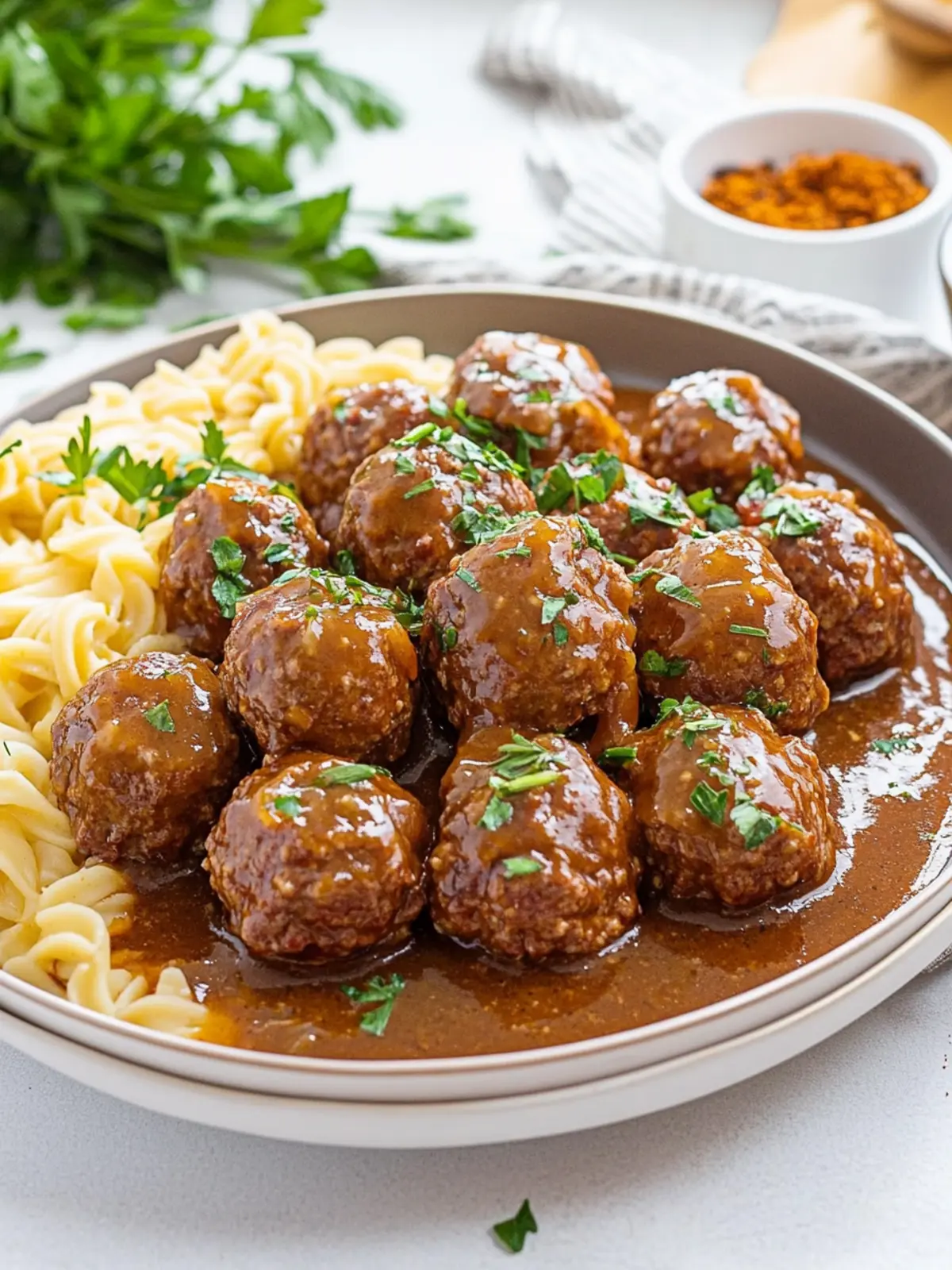 Savor Salisbury Steak Meatballs in Savory Mushroom Gravy 4 Salisbury Steak Meatballs