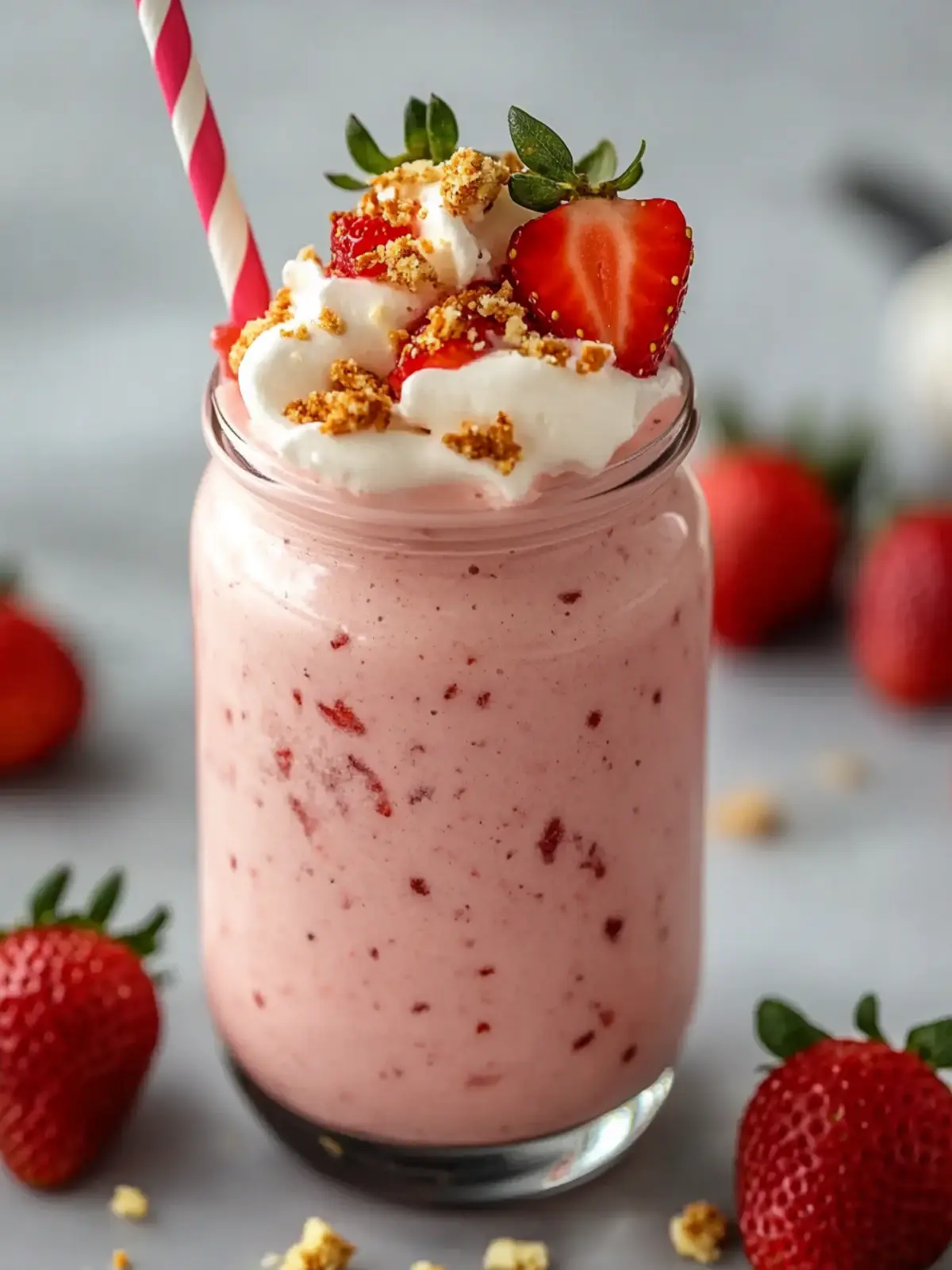 Creamy Strawberry Cheesecake Protein Smoothie for a Power Boost 5 Strawberry Cheesecake Protein Smoothie