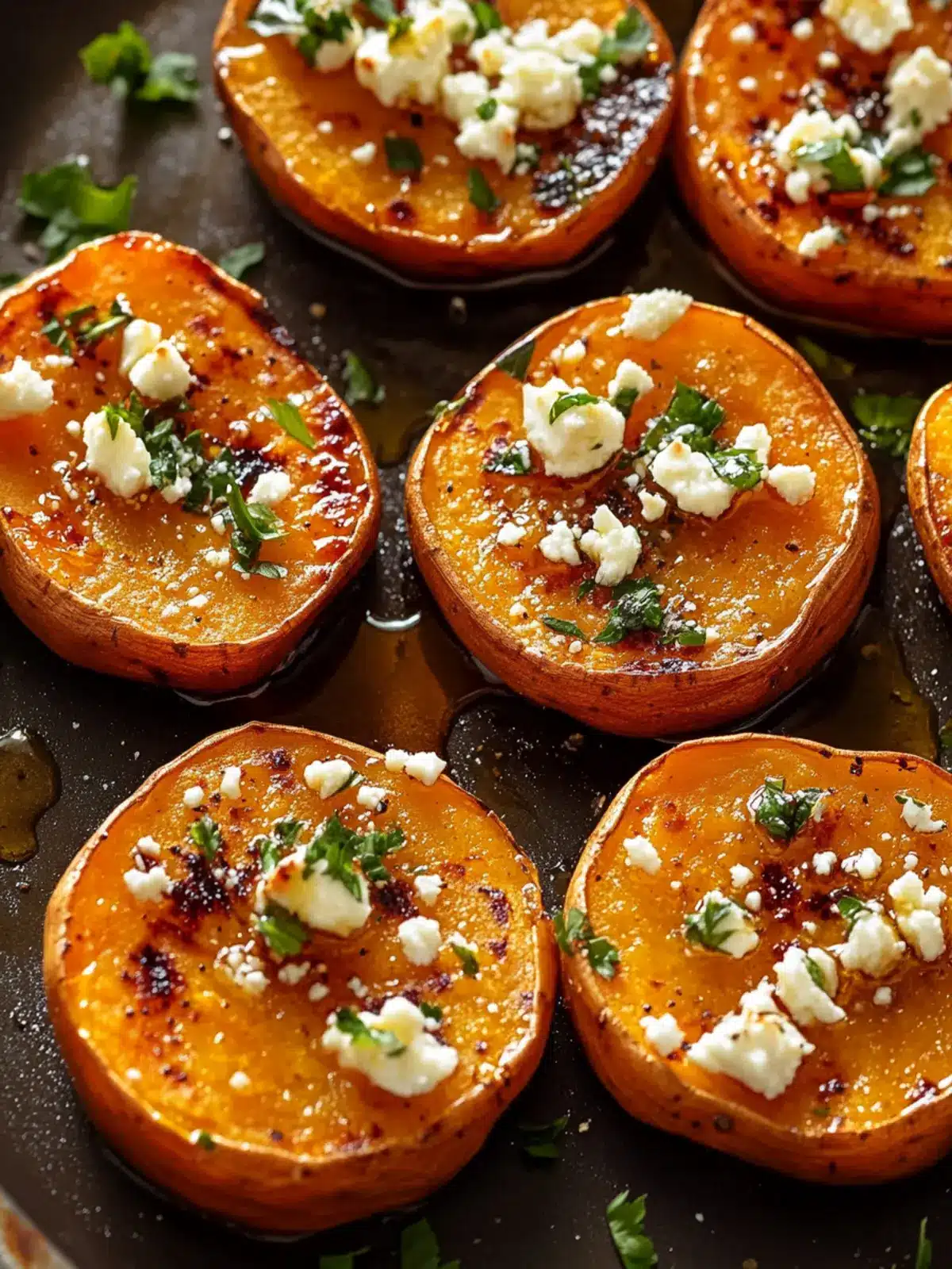 Delicious Roasted Sweet Potato Rounds with Honey & Feta Bliss 5 Roasted Sweet Potato Rounds with Honey & Feta
