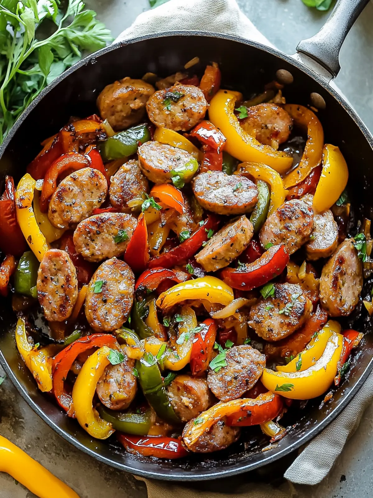 Sizzling Sausage & Peppers Skillet: Quick Family Feast! 4 Sizzling Sausage & Peppers Skillet