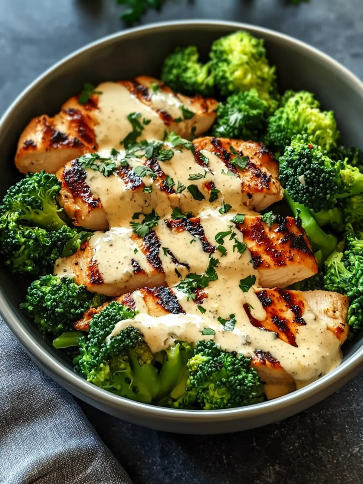 Grilled Chicken & Broccoli Bowls with Creamy Garlic Bliss 3 Grilled Chicken & Broccoli Bowls with Creamy Garlic Sauce