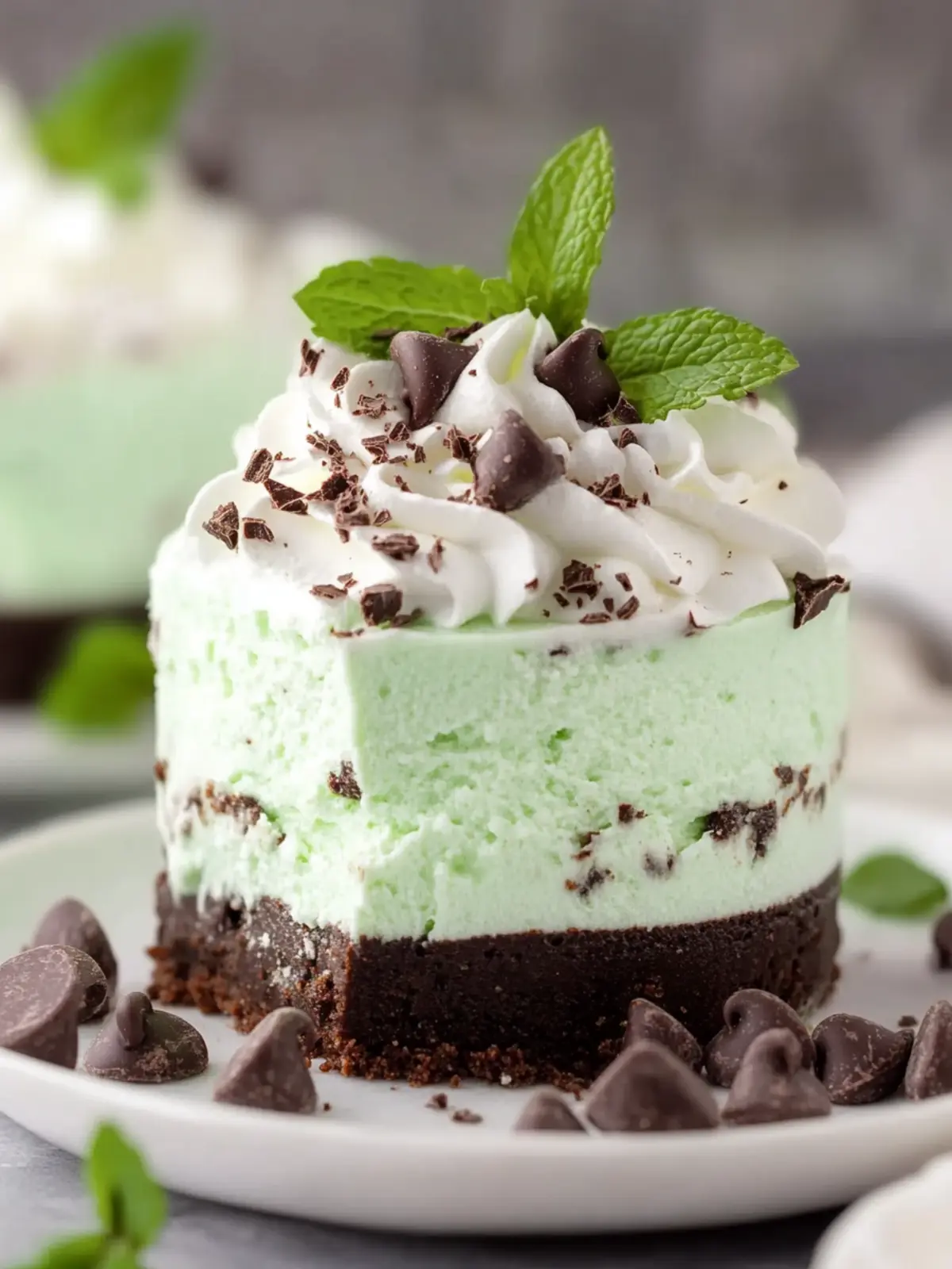 Fresh Mint Chocolate Chip No Bake Cheesecake Awaits You! 2 Mint Chocolate Chip No Bake Cheesecake