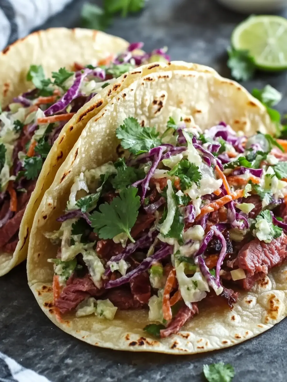 St. Patricks Day Corned Beef Tacos with Easy Cabbage Slaw