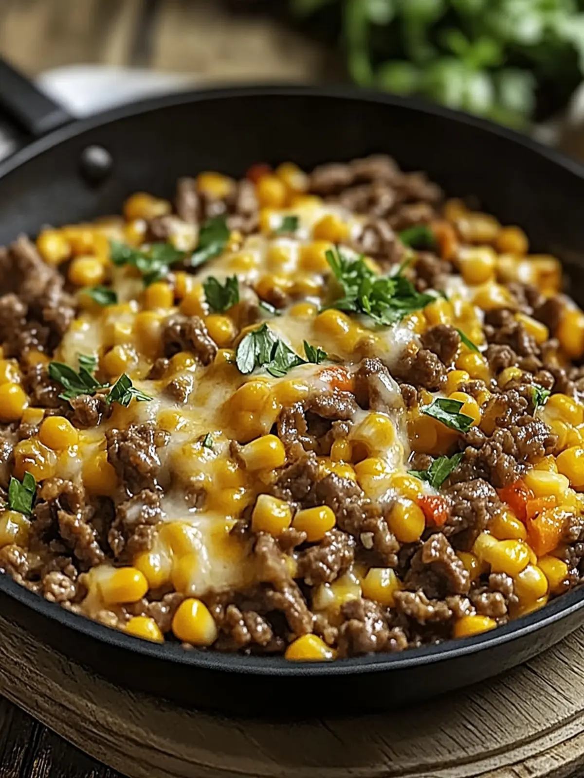 Golden Corn Ranch Beef Skillet with Melted Cheddar Bliss 4 Golden Corn Ranch Beef Skillet with Melted Cheddar
