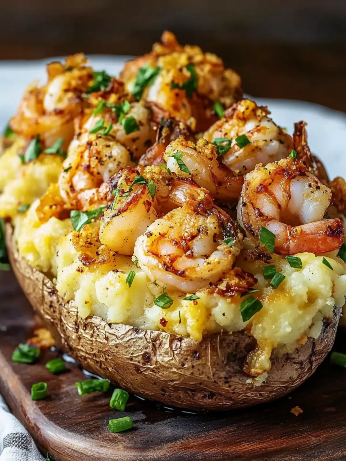 Savory Loaded Shrimp Baked Potato with Cajun Cream Sauce 3 Loaded Shrimp Baked Potato