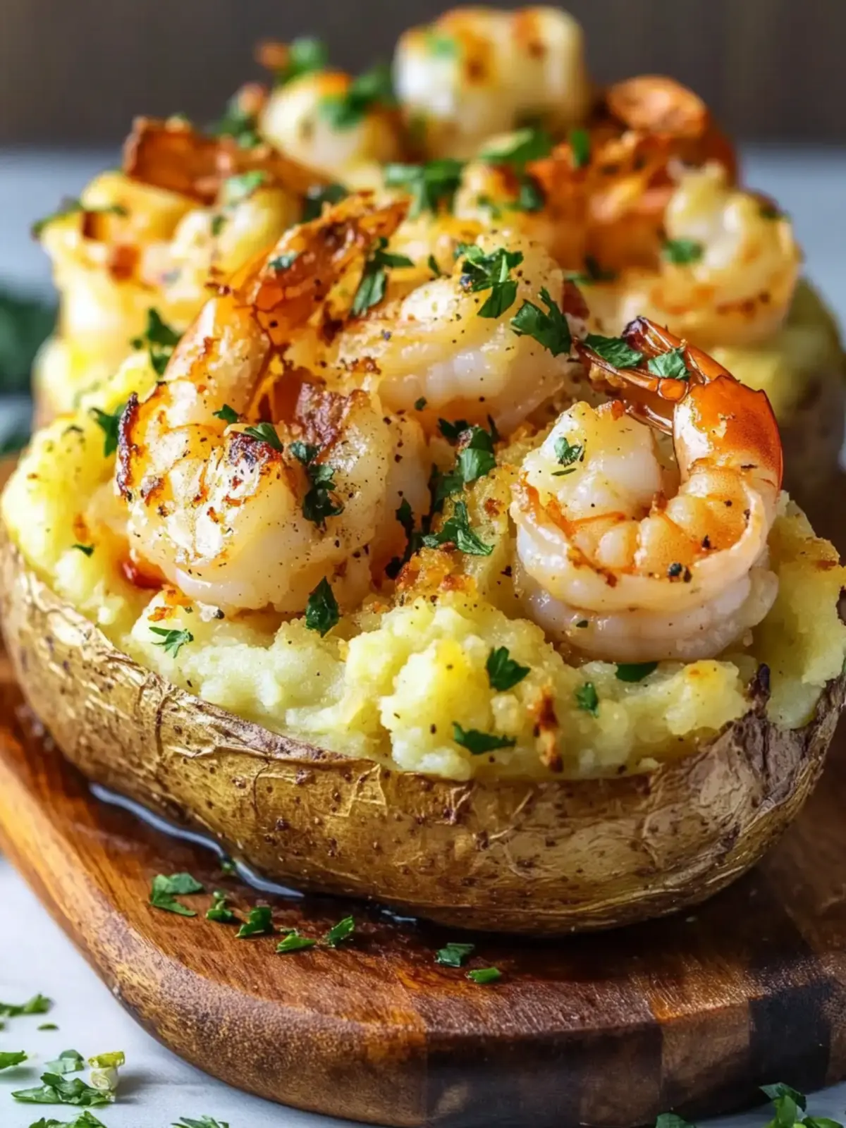 Savory Loaded Shrimp Baked Potato with Cajun Cream Sauce 2 Loaded Shrimp Baked Potato