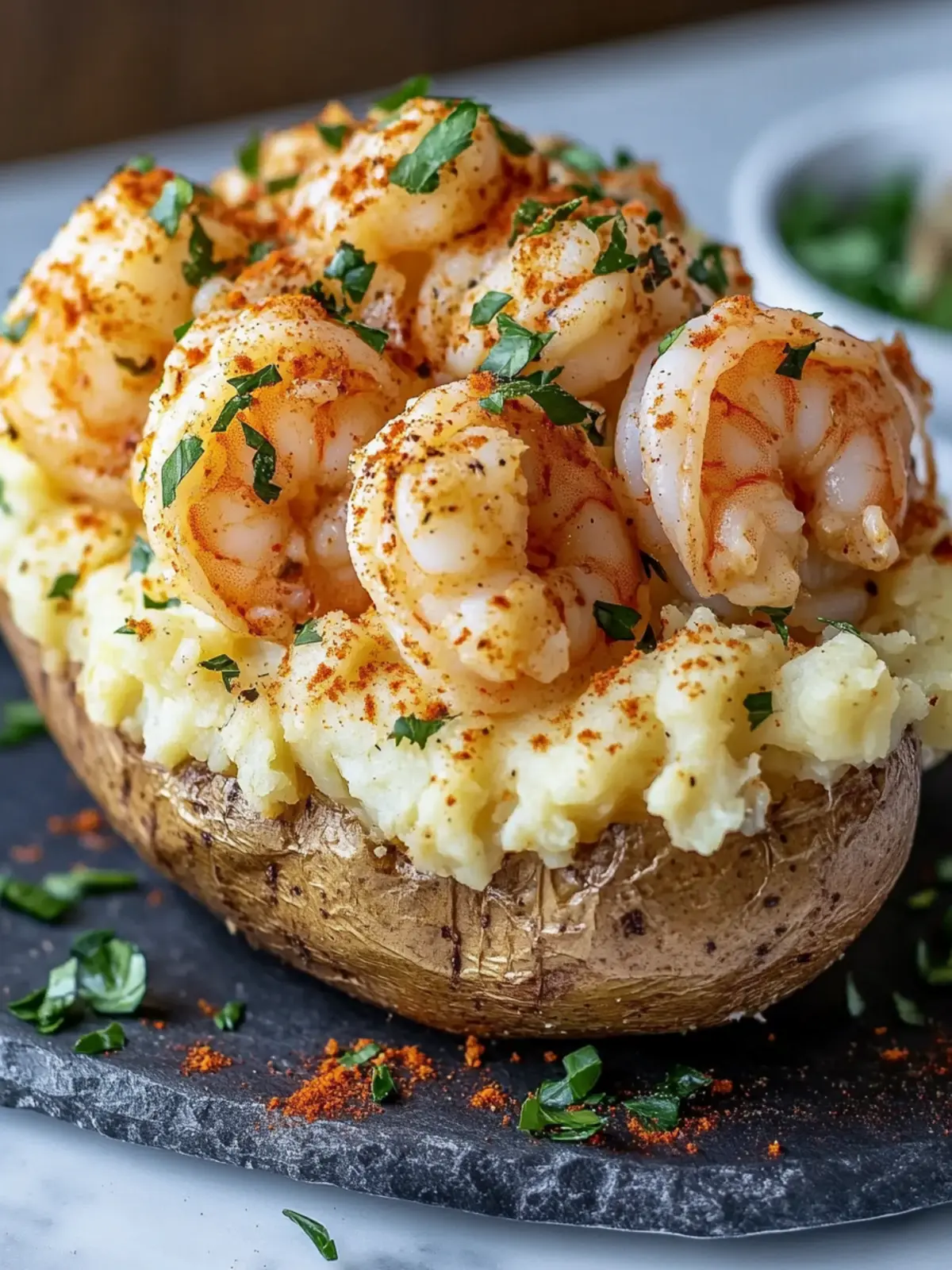 Savory Loaded Shrimp Baked Potato with Cajun Cream Sauce 5 Loaded Shrimp Baked Potato