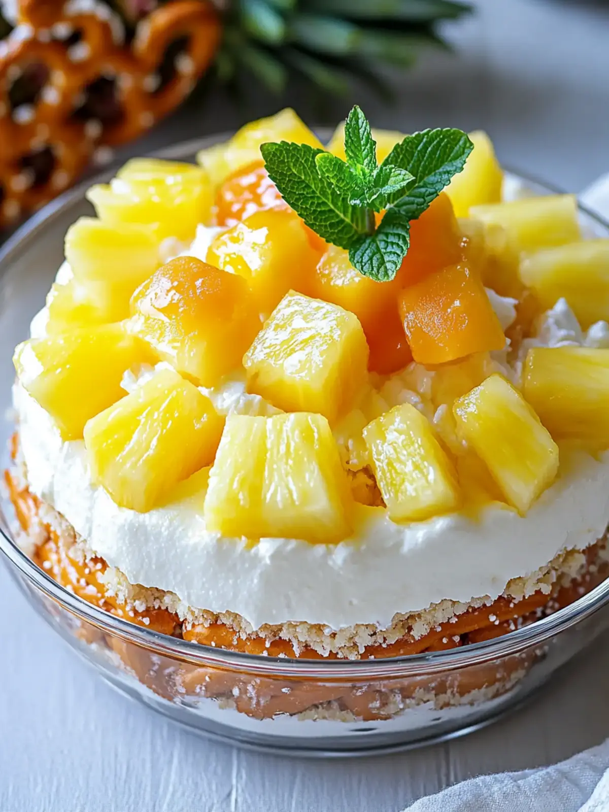 Easter Pineapple Pretzel Salad