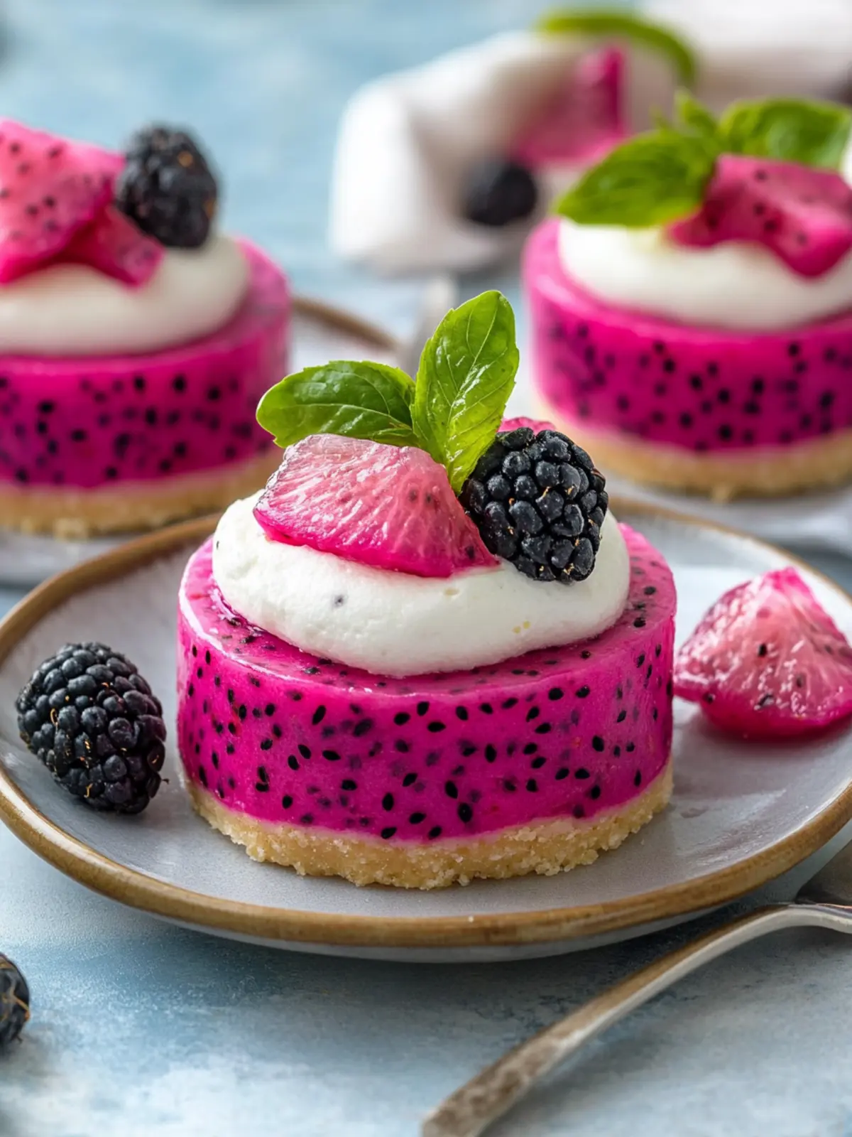Irresistible No-Bake Dragon Fruit Mini Cheesecakes for Summer