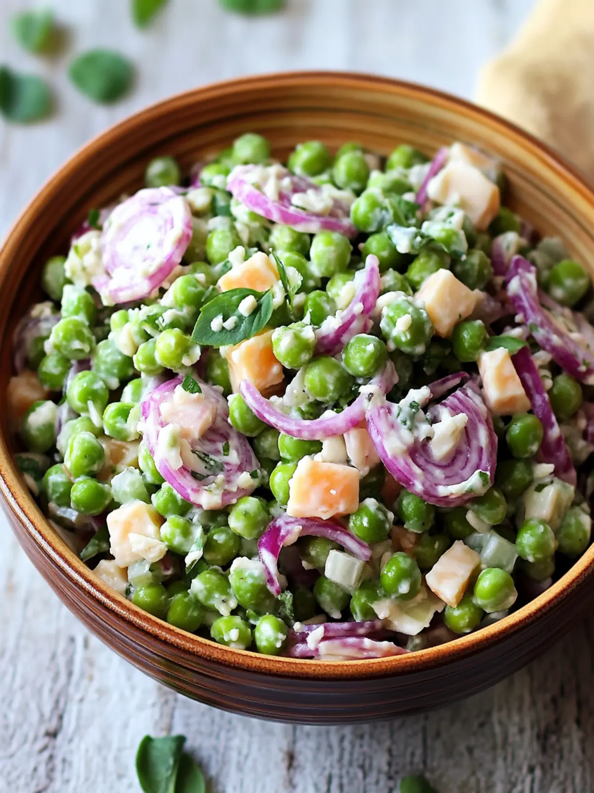 Zesty Pea Salad Recipe with Red Onions and Cheese Bliss 4 Pea Salad Recipe with Red Onions and Cheese