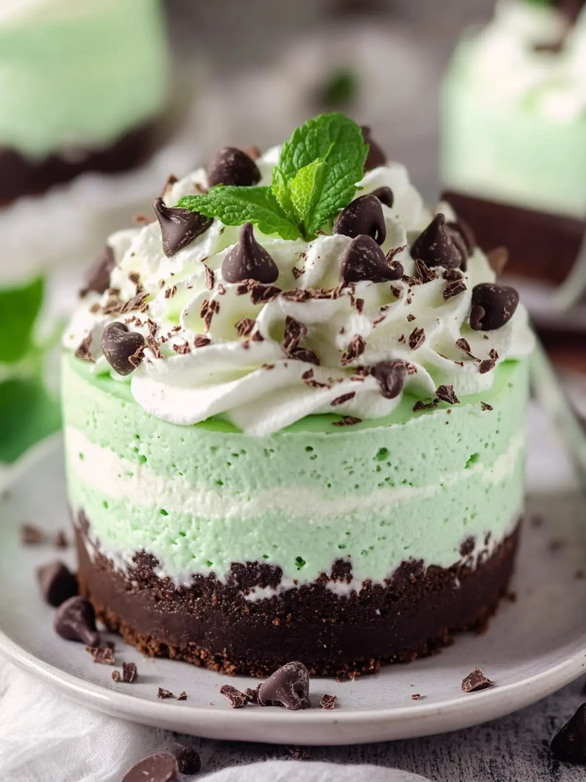 Fresh Mint Chocolate Chip No Bake Cheesecake Awaits You! 3 Mint Chocolate Chip No Bake Cheesecake