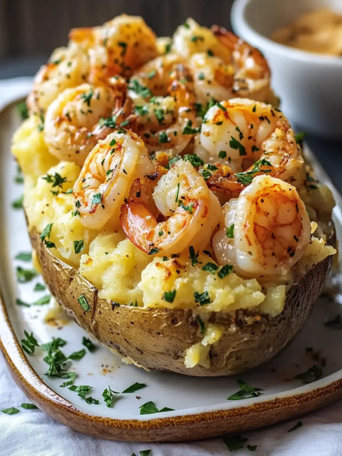 Savory Loaded Shrimp Baked Potato with Cajun Cream Sauce 4 Loaded Shrimp Baked Potato