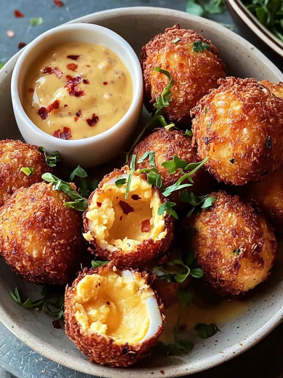 Crispy Deviled Egg Croquettes with Spicy Aioli Bliss 4 Crispy Deviled Egg Croquettes with Spicy Aioli