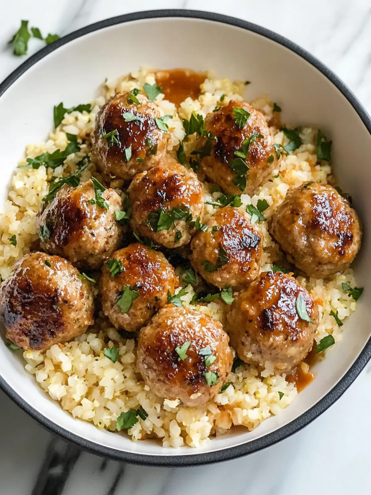 Cheesy Turkey Meatballs with Cauliflower Rice - Guilt-Free Yum 2 Cheesy Turkey Meatballs with Cauliflower Rice