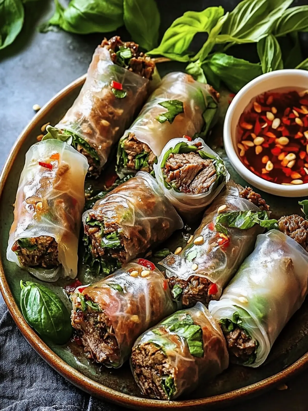 Thai Basil Beef Rolls: A Flavorful Twist on Fresh Spring Rolls 3 Thai Basil Beef Rolls