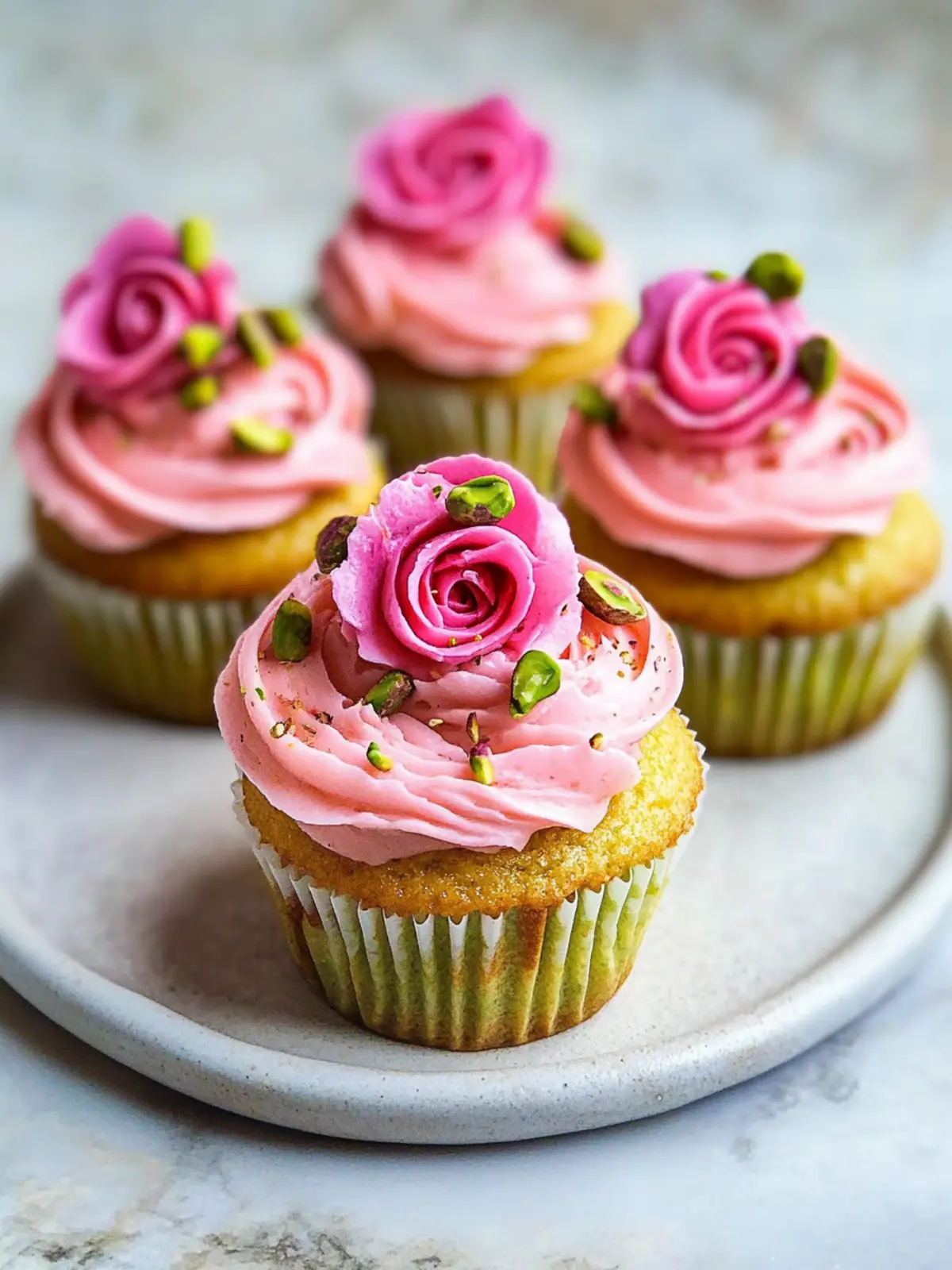 Delightful Vegan Mini Rose Pistachio Cupcakes for Every Celebration 5 Vegan Mini Rose Pistachio Cupcakes