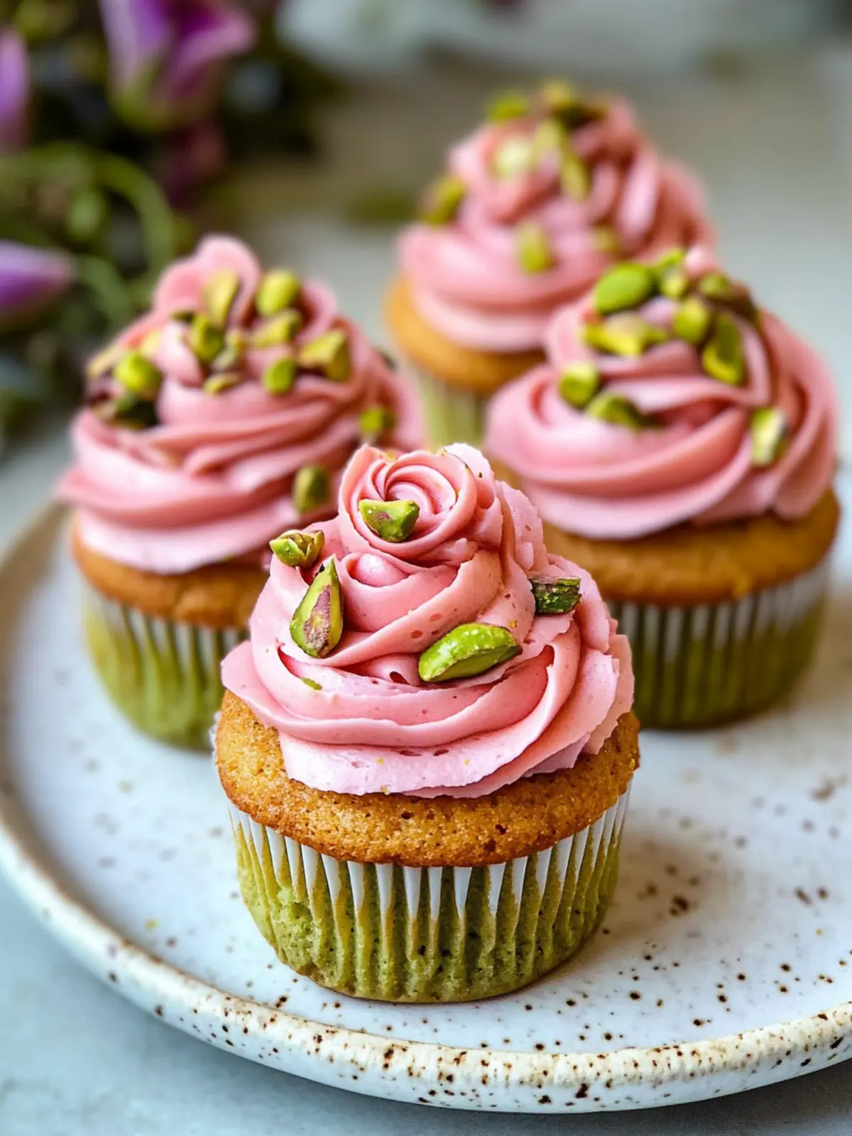 Delightful Vegan Mini Rose Pistachio Cupcakes for Every Celebration 2 Vegan Mini Rose Pistachio Cupcakes