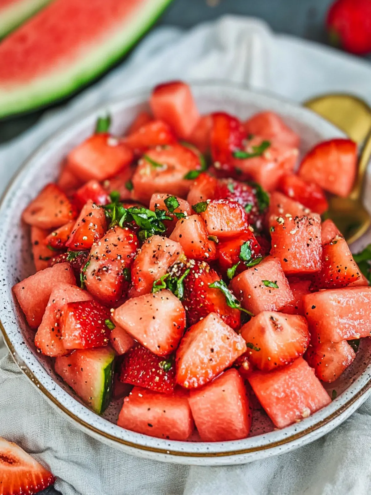 Strawberry Watermelon Salad with Honey Lime Vinaigrette