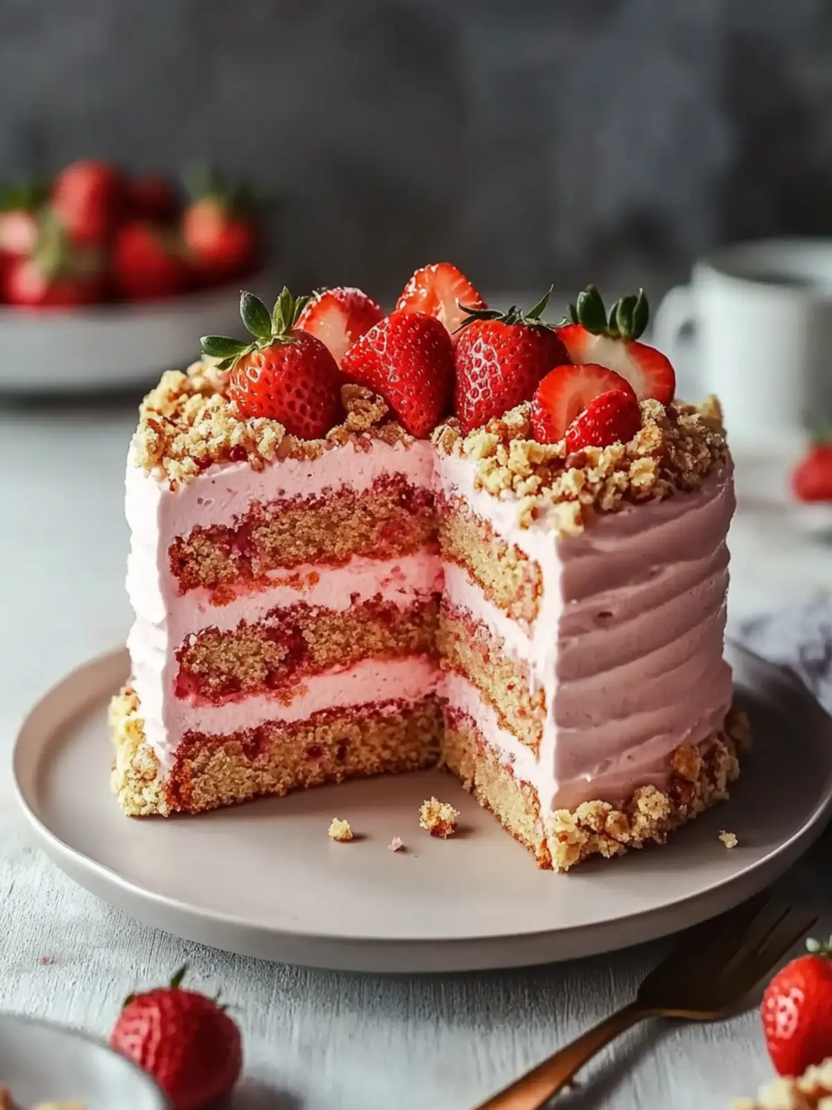 Irresistible Strawberry Crunch Cake with Golden Oreo Magic 4 Strawberry Crunch Cake