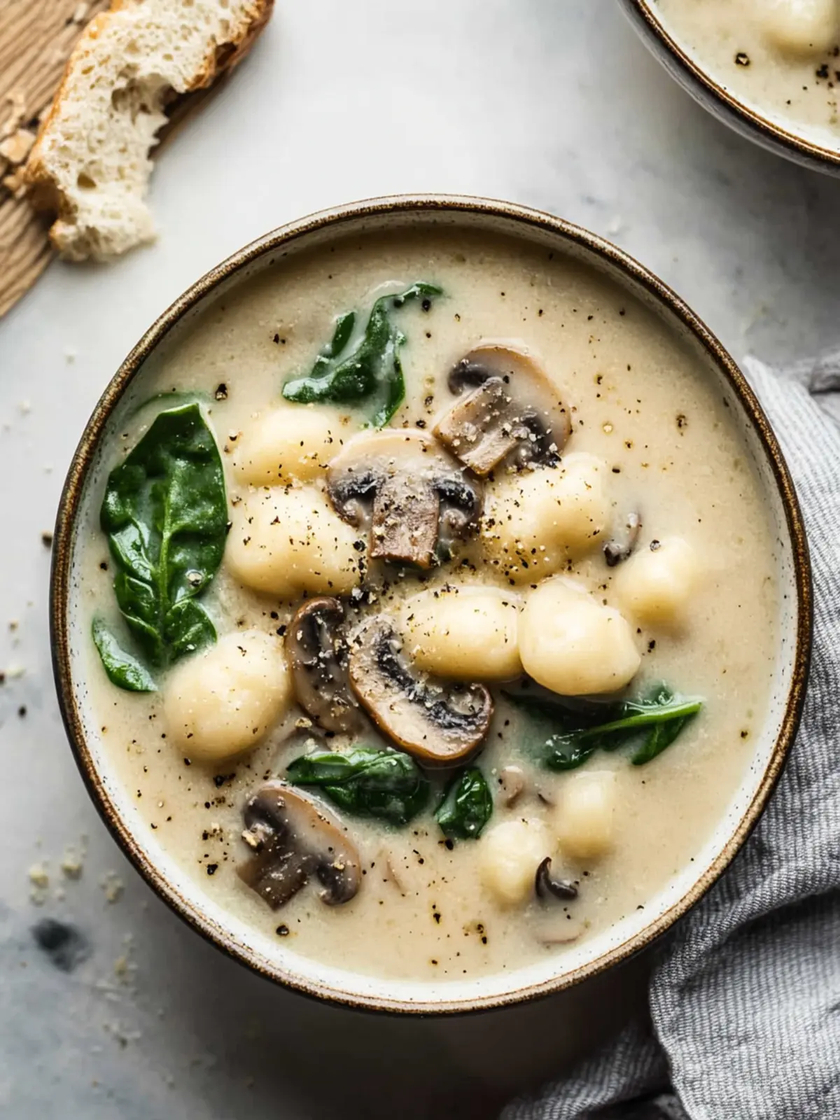 Creamy Parmesan, Mushroom, and Spinach Gnocchi Soup in 30 Minutes 4 Parmesan, Mushroom, and Spinach Gnocchi Soup
