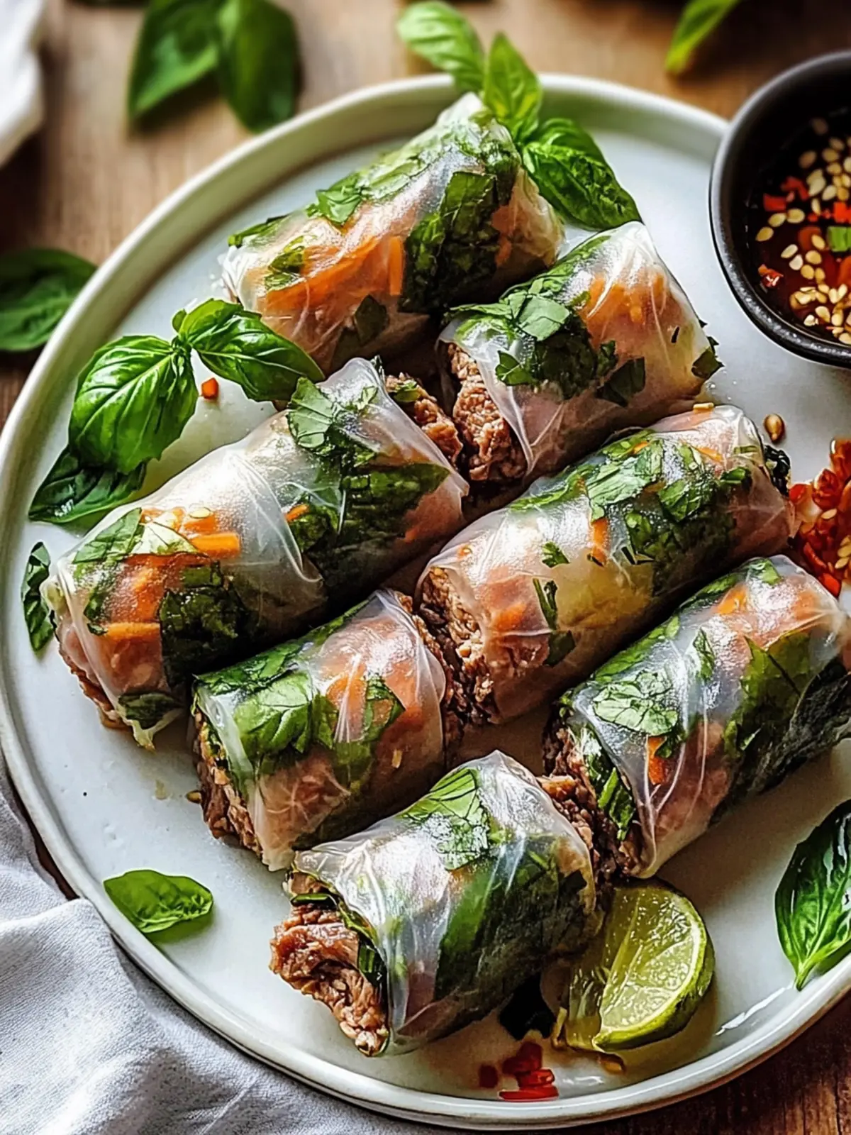 Thai Basil Beef Rolls: A Flavorful Twist on Fresh Spring Rolls 5 Thai Basil Beef Rolls