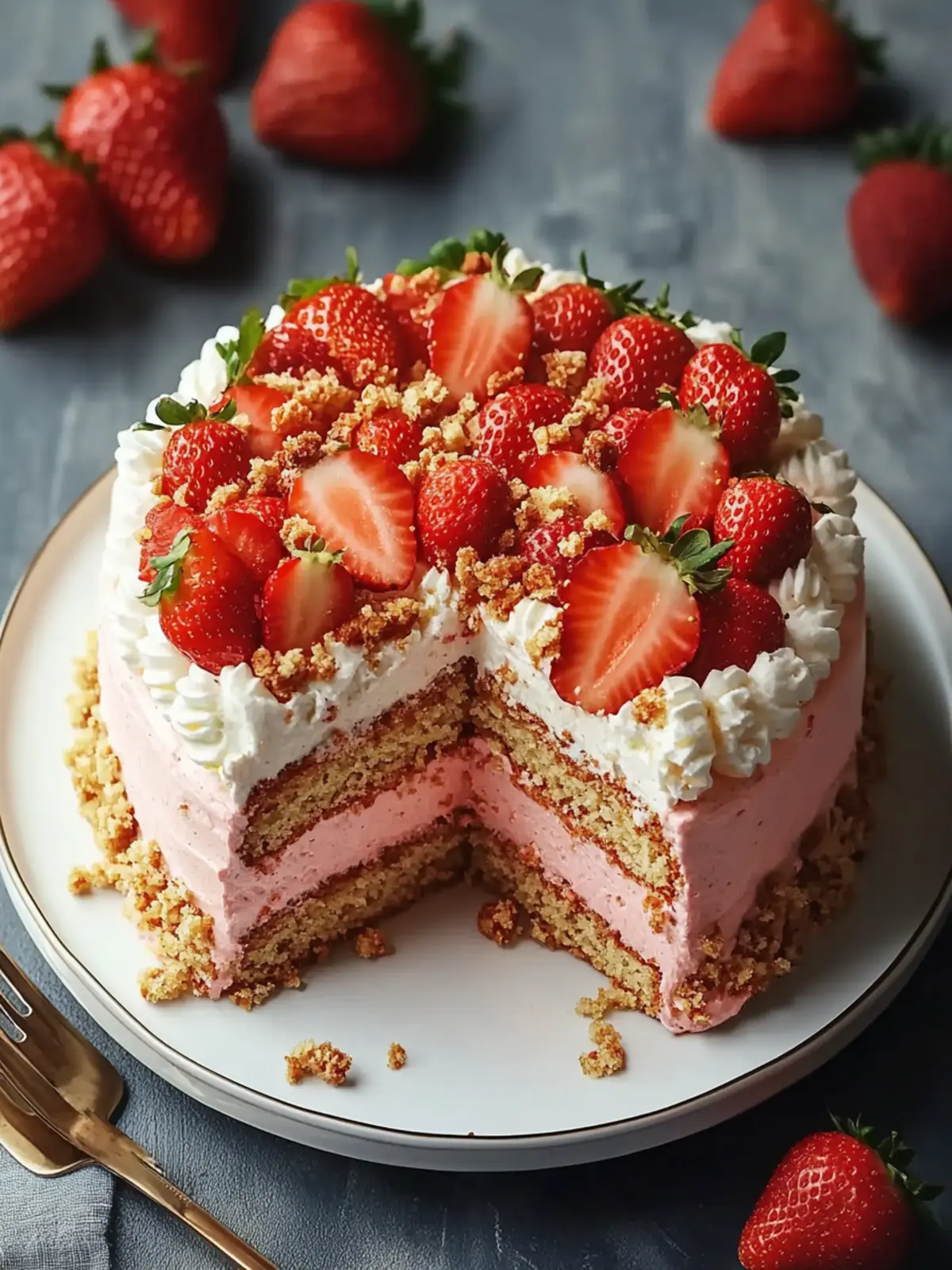 Irresistible Strawberry Crunch Cake with Golden Oreo Magic 2 Strawberry Crunch Cake