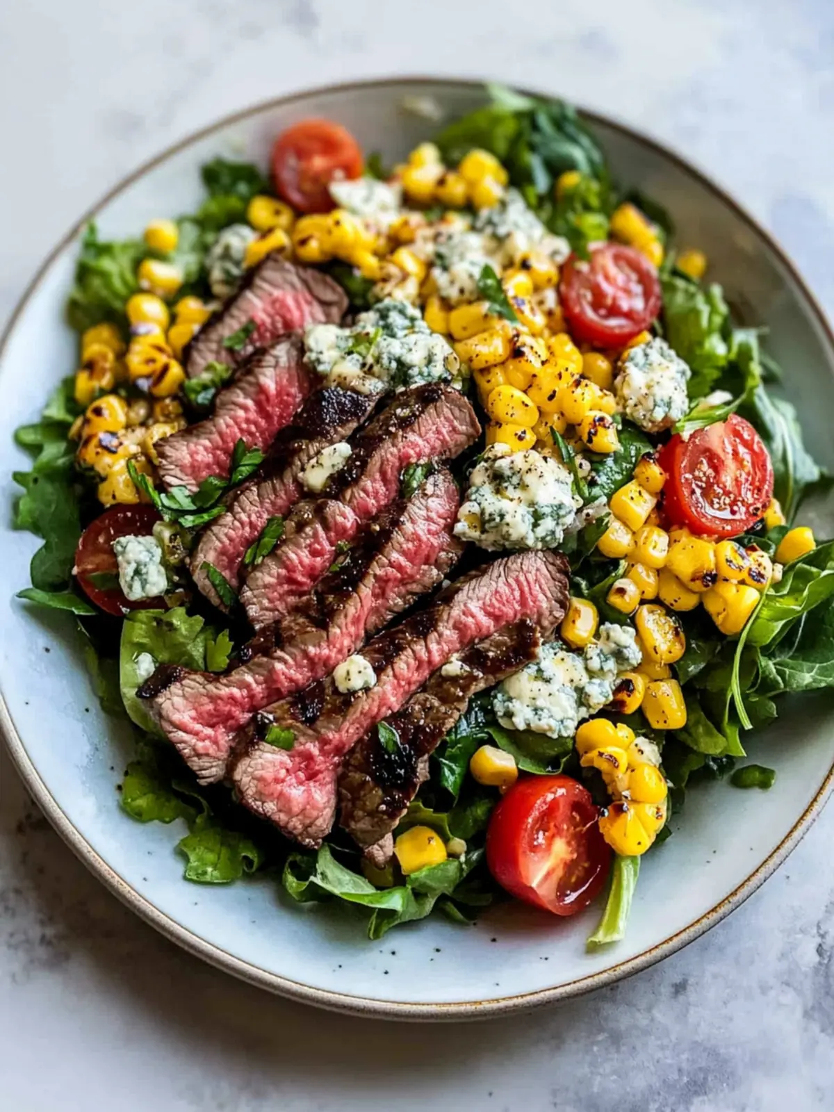 Balsamic Steak Gorgonzola Salad with Grilled Corn Magic 2 Balsamic Steak Gorgonzola Salad with Grilled Corn