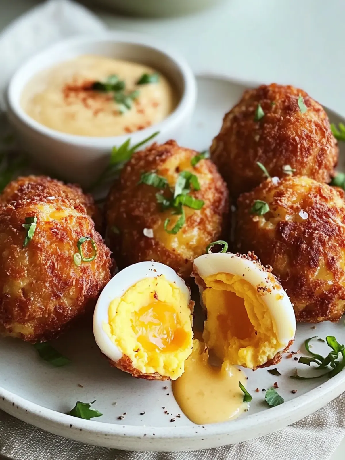 Crispy Deviled Egg Croquettes with Spicy Aioli Bliss 3 Crispy Deviled Egg Croquettes with Spicy Aioli