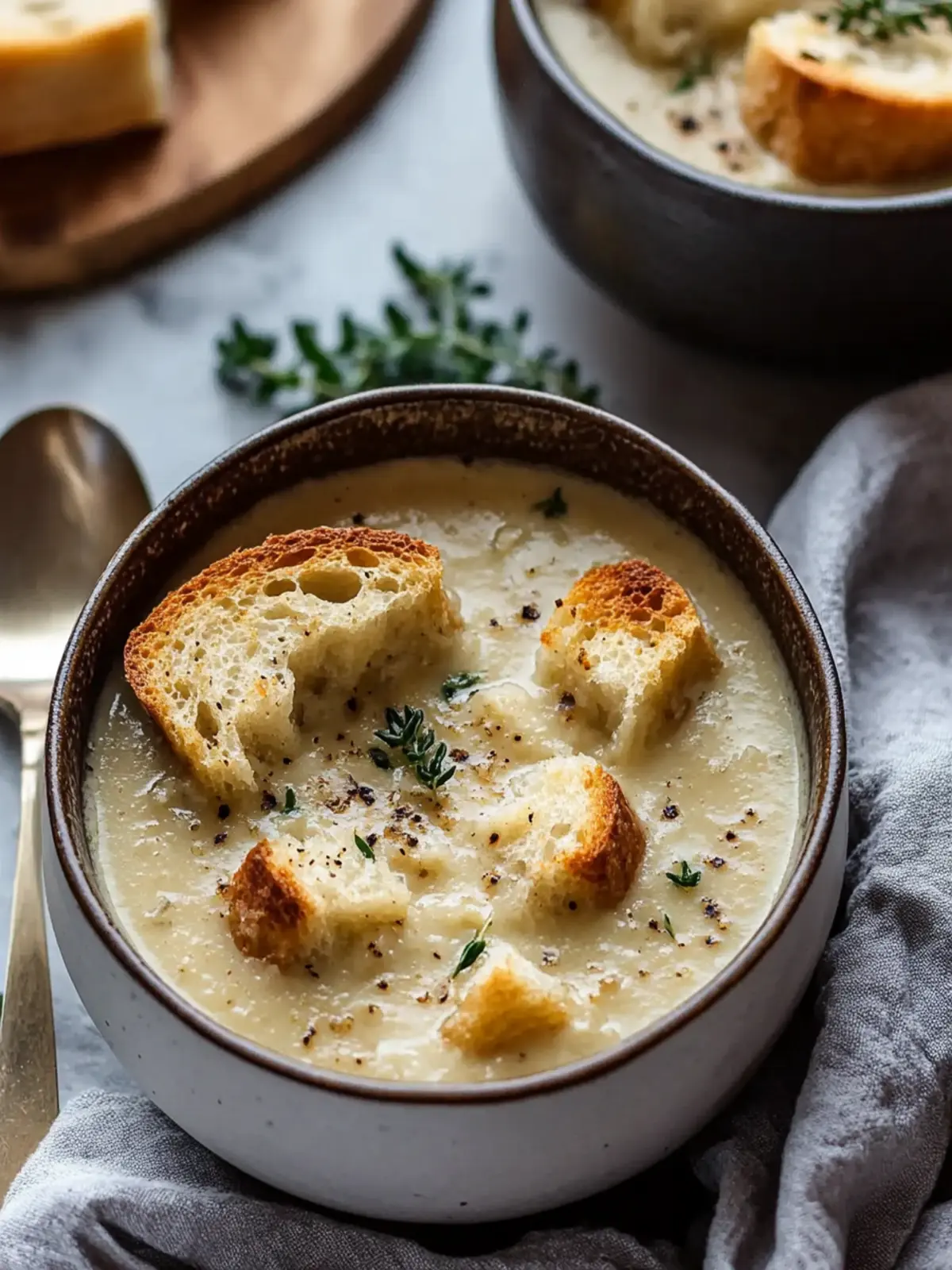 Creamy Garlic Bread Soup: Comfort in a Bowl for Everyone 3 Creamy Garlic Bread Soup