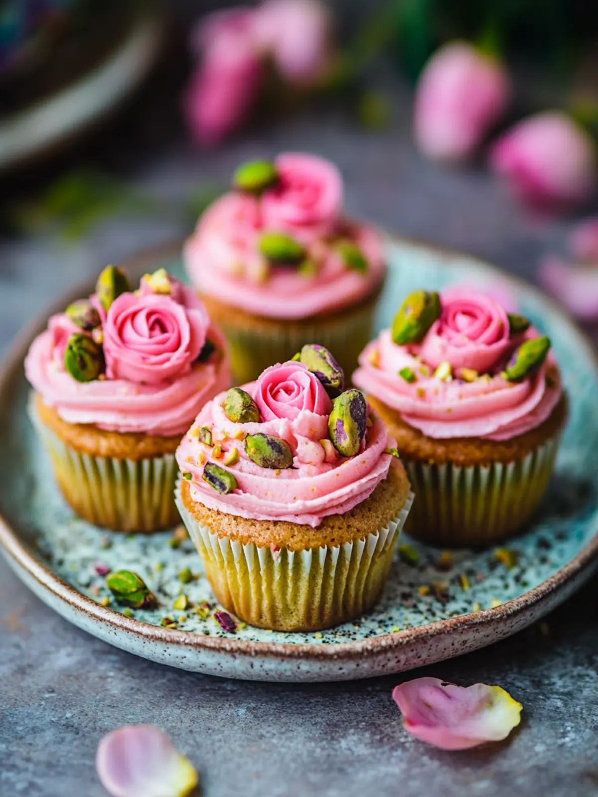 Delightful Vegan Mini Rose Pistachio Cupcakes for Every Celebration 4 Vegan Mini Rose Pistachio Cupcakes