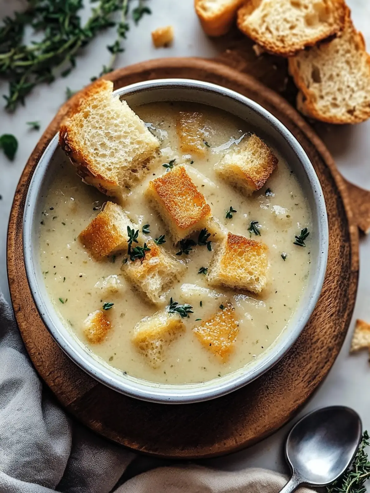Creamy Garlic Bread Soup: Comfort in a Bowl for Everyone 2 Creamy Garlic Bread Soup