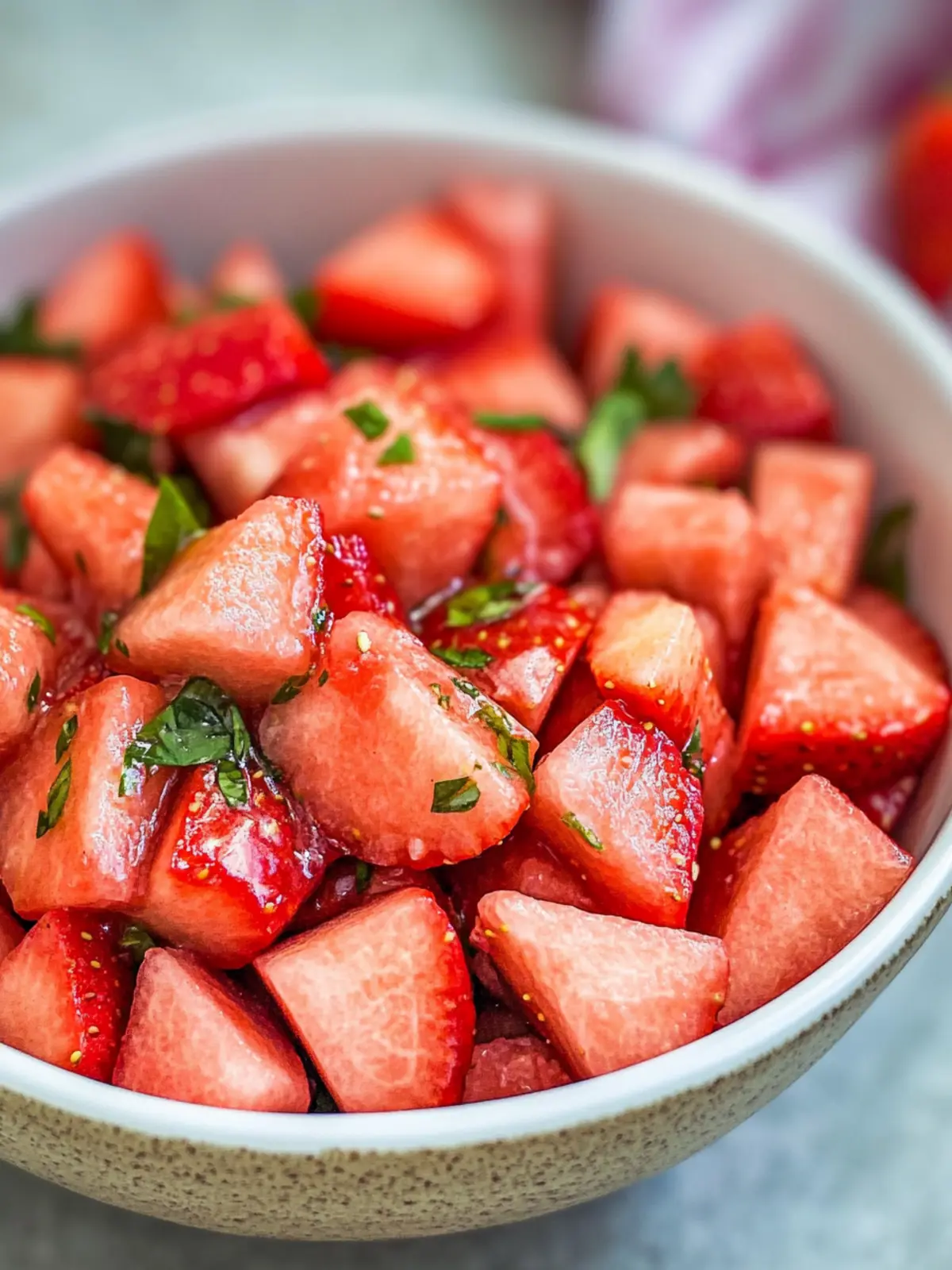 Refreshing Strawberry Watermelon Salad with Honey Lime Vinaigrette 3 Strawberry Watermelon Salad with Honey Lime Vinaigrette