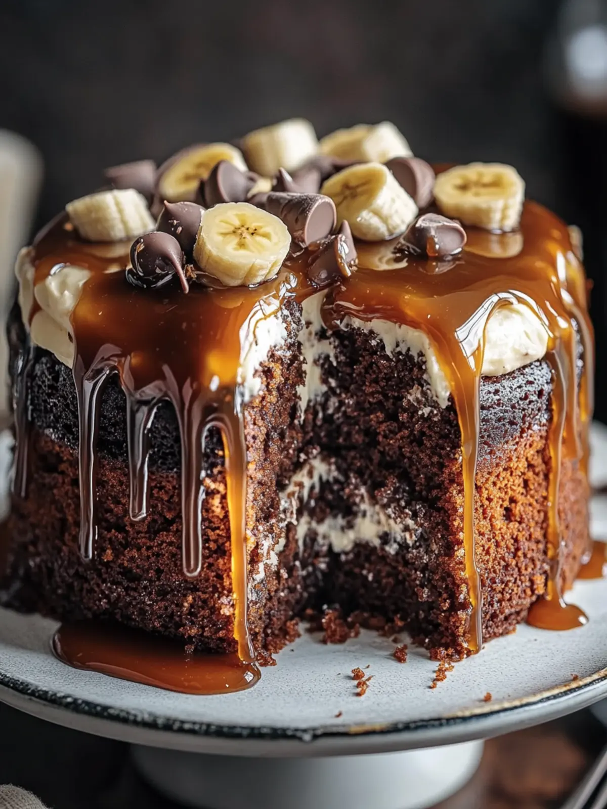 Decadent Salted Caramel Chocolate Banana Cake to Swoon Over 3 Salted Caramel Chocolate Banana Cake