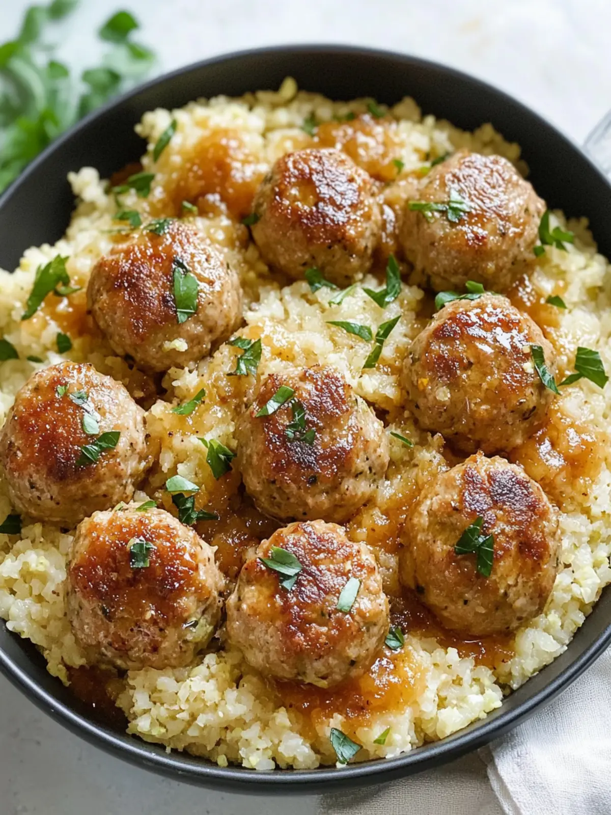 Cheesy Turkey Meatballs with Cauliflower Rice - Guilt-Free Yum 5 Cheesy Turkey Meatballs with Cauliflower Rice