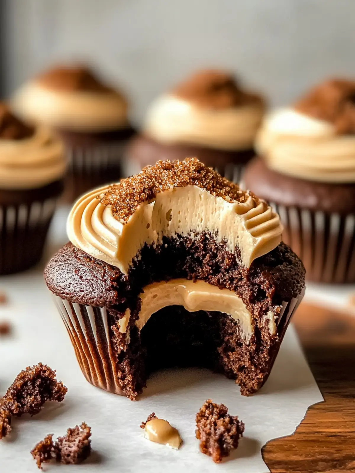 Decadent Chocolate Biscoff Cupcakes with Gooey Caramel Center 5 Chocolate Biscoff Cupcakes