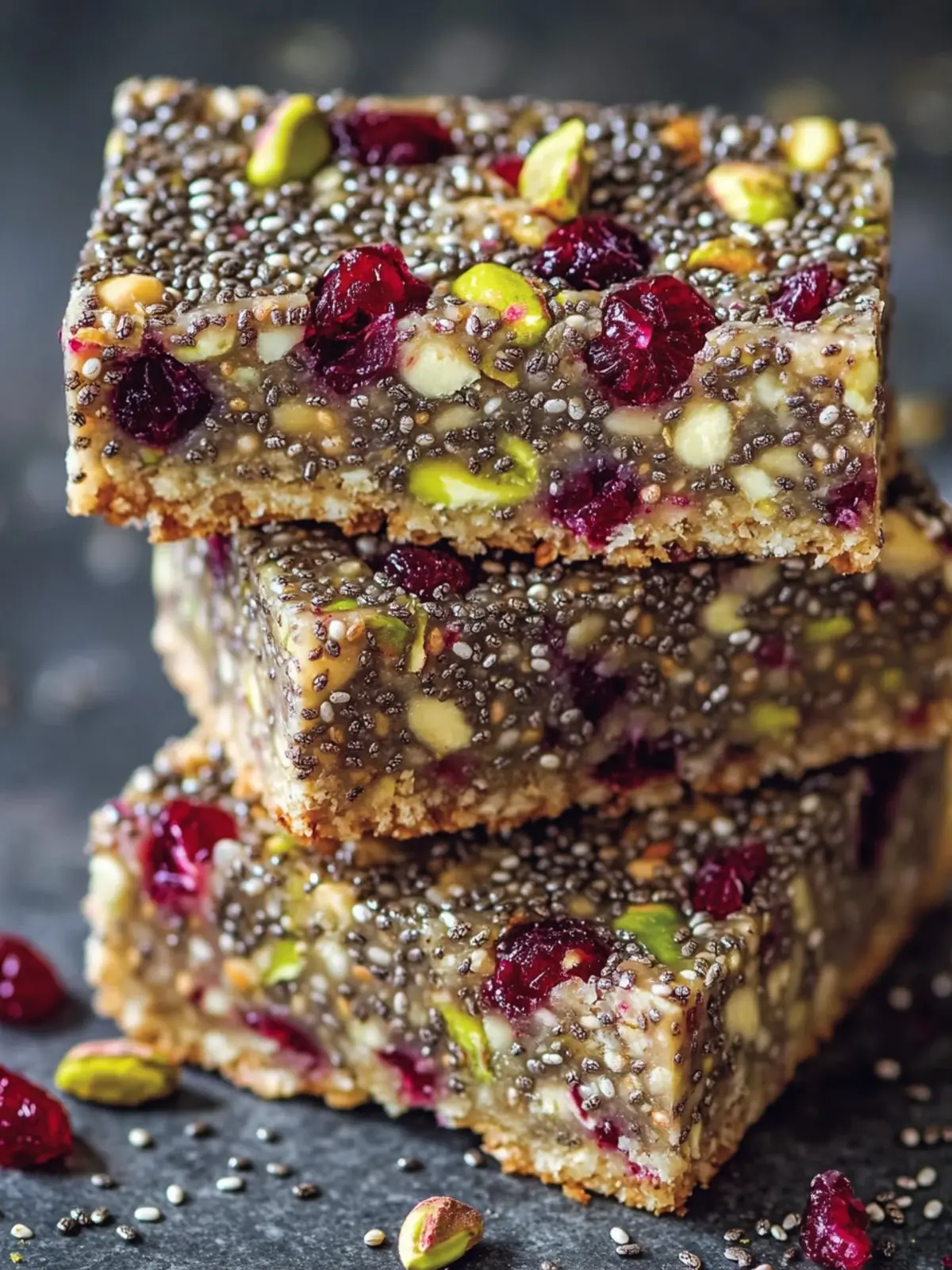 Pistachio Cranberry Chia Bars: Healthy No-Bake Snack Delight 3 Pistachio Cranberry Chia Bars