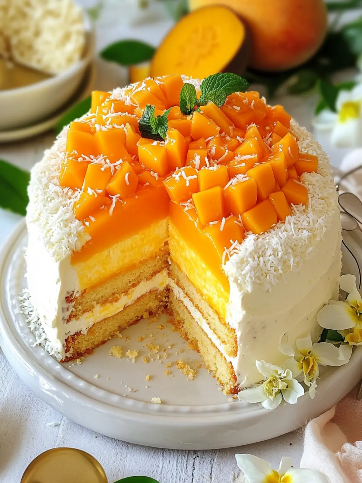 Irresistibly Sweet Vegan Mango Coconut Cake You'll Adore 2 Vegan Mango Coconut Cake
