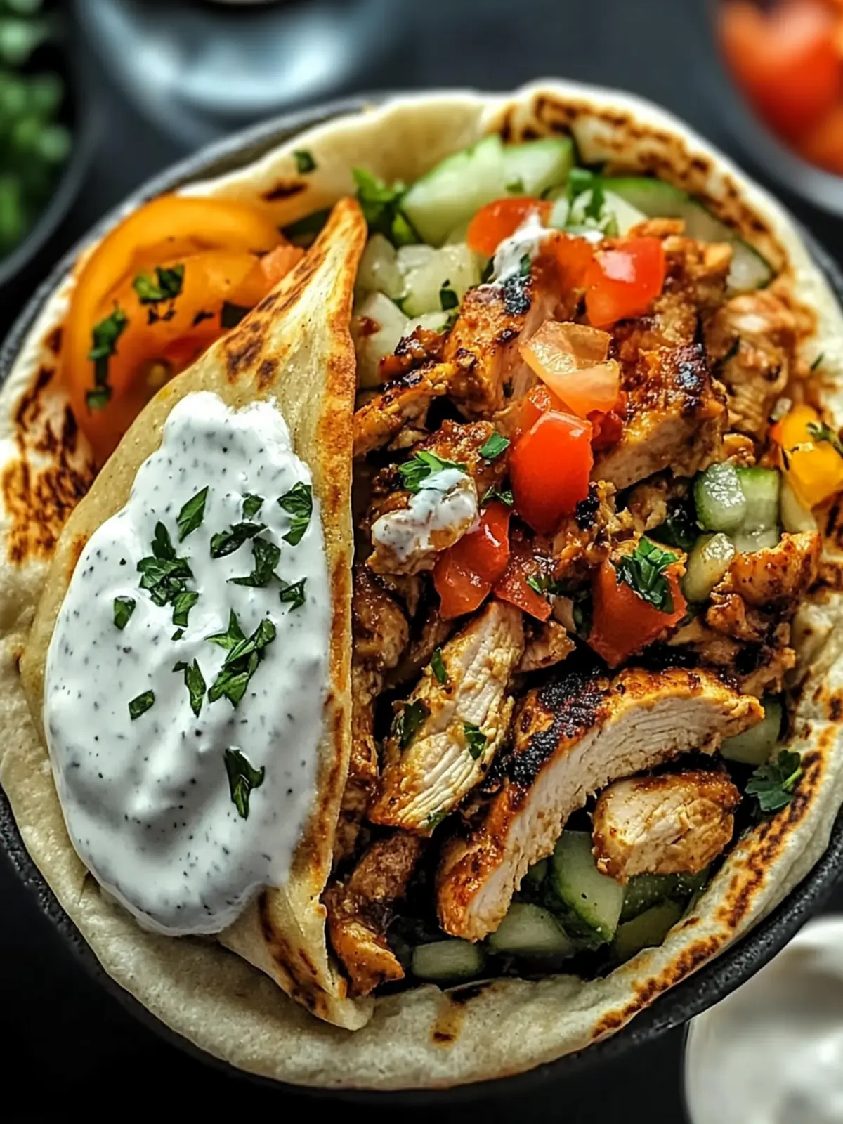 Savory Chicken Shawarma with Creamy Garlic Sauce Delight 4 Chicken Shawarma with Creamy Garlic Sauce