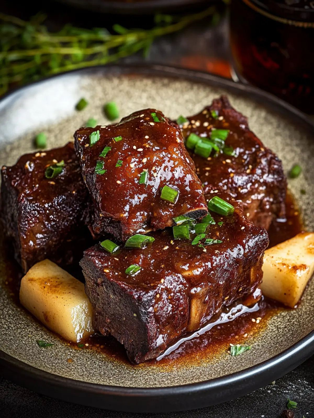 Slow Cooked Beef Short Ribs in Soy Apple Sauce Bliss 3 Slow Cooked Beef Short Ribs in Soy Apple Sauce