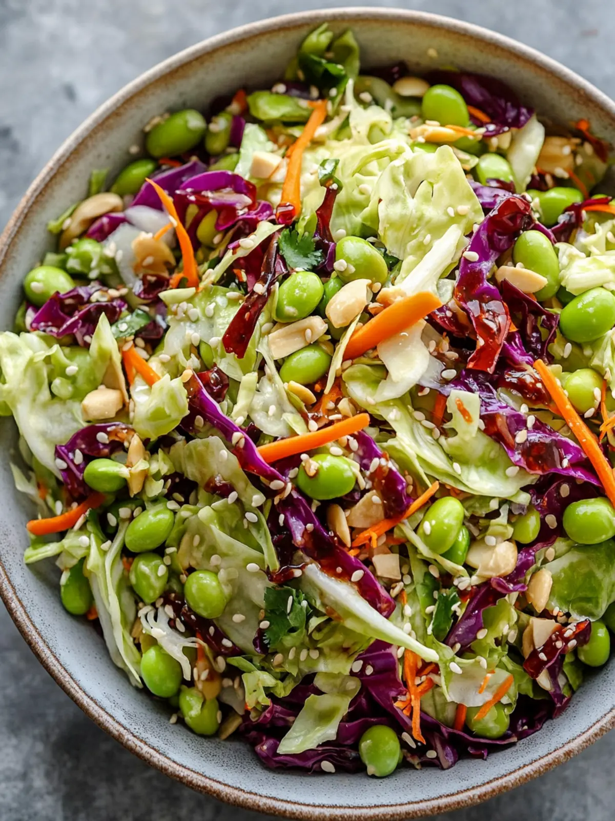 Crunchy Cabbage and Edamame Salad with Tangy Ginger Dressing 5 Crunchy Cabbage and Edamame Salad with Sesame Ginger Dressing