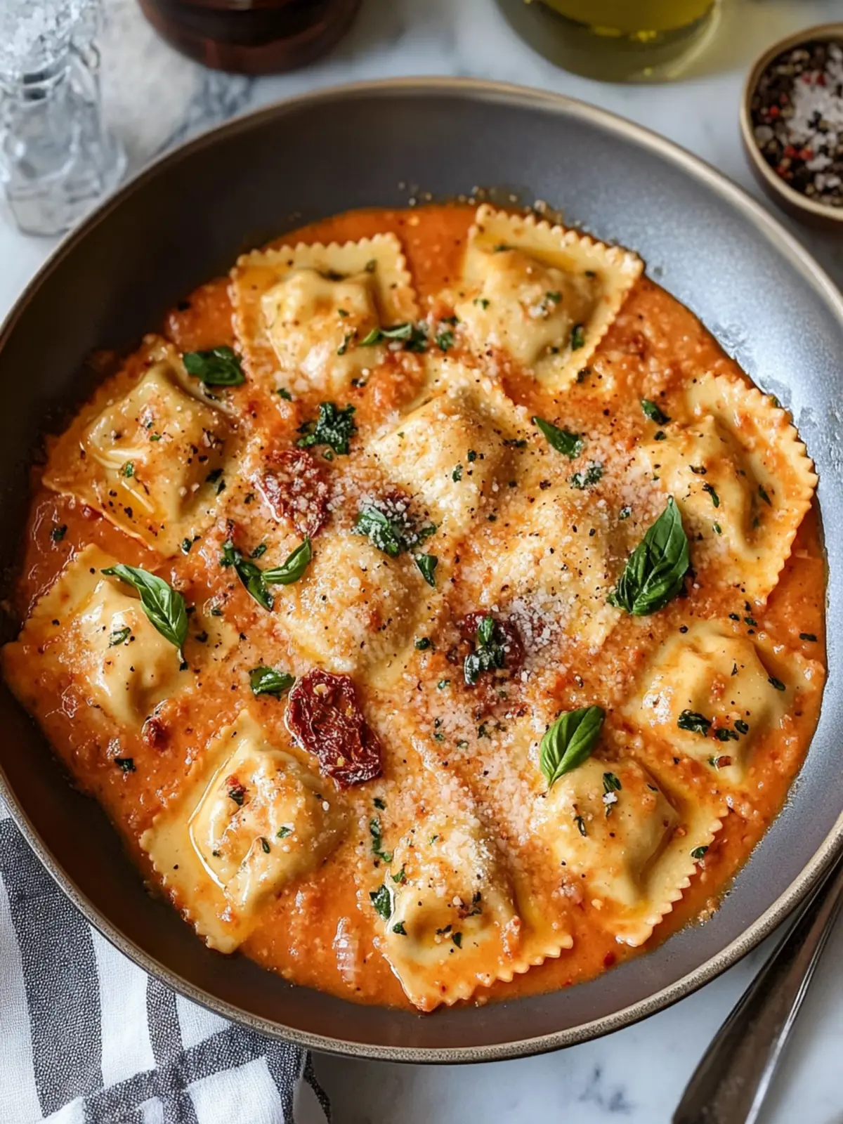 Ravioli with Sun Dried Tomato Cream Sauce in Just 30 Minutes 4 Ravioli with Sun Dried Tomato Cream Sauce